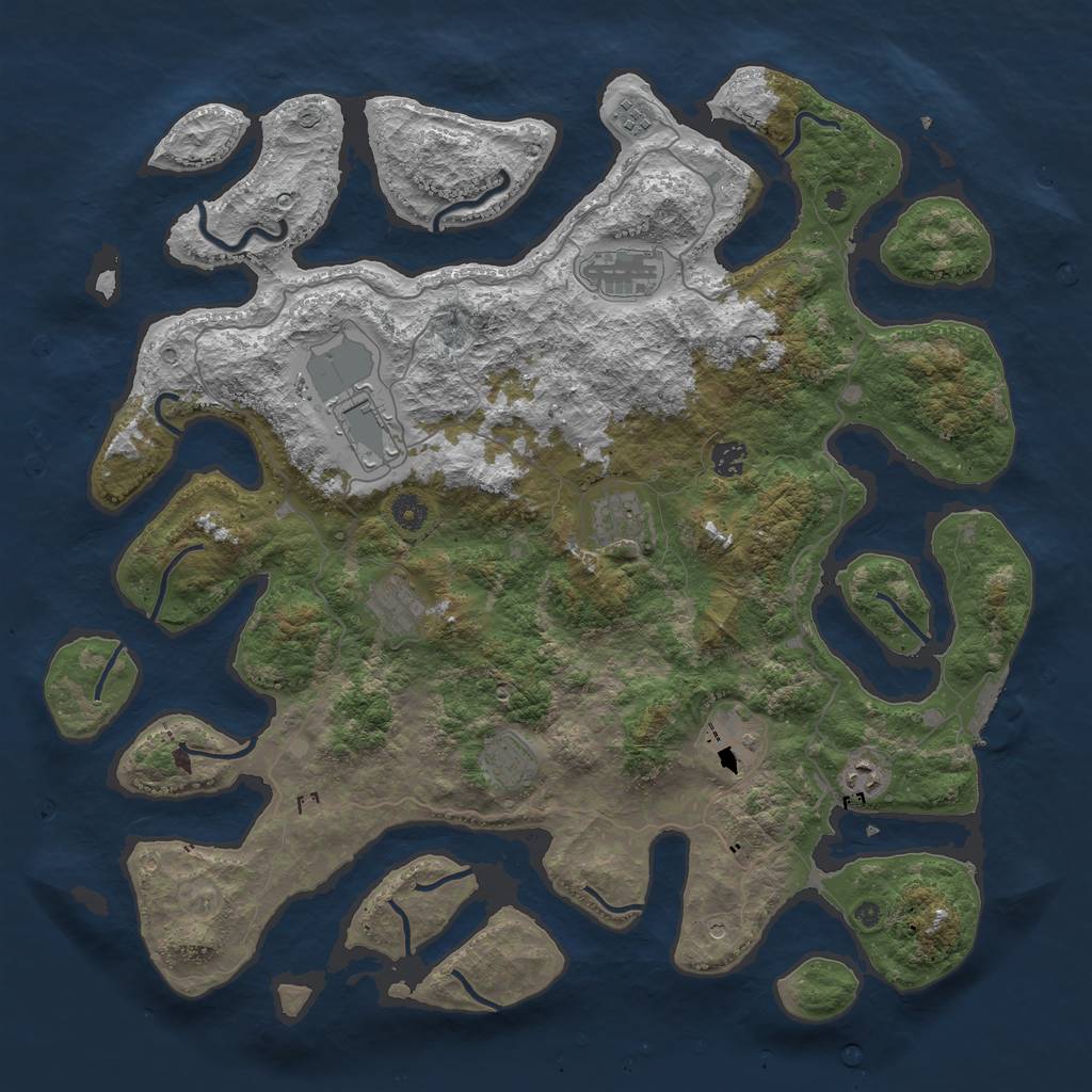 Rust Map: Procedural Map, Size: 4500, Seed: 688322, 13 Monuments