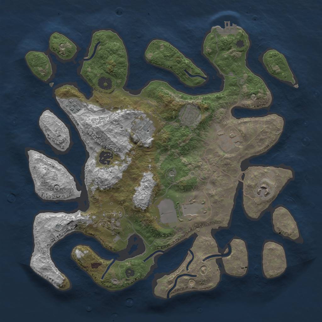 Rust Map: Procedural Map, Size: 3500, Seed: 1287745632, 12 Monuments