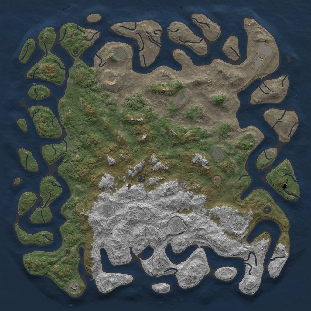 Rust Map: Procedural Map, Size: 6000, Seed: 240701042, 14 Monuments