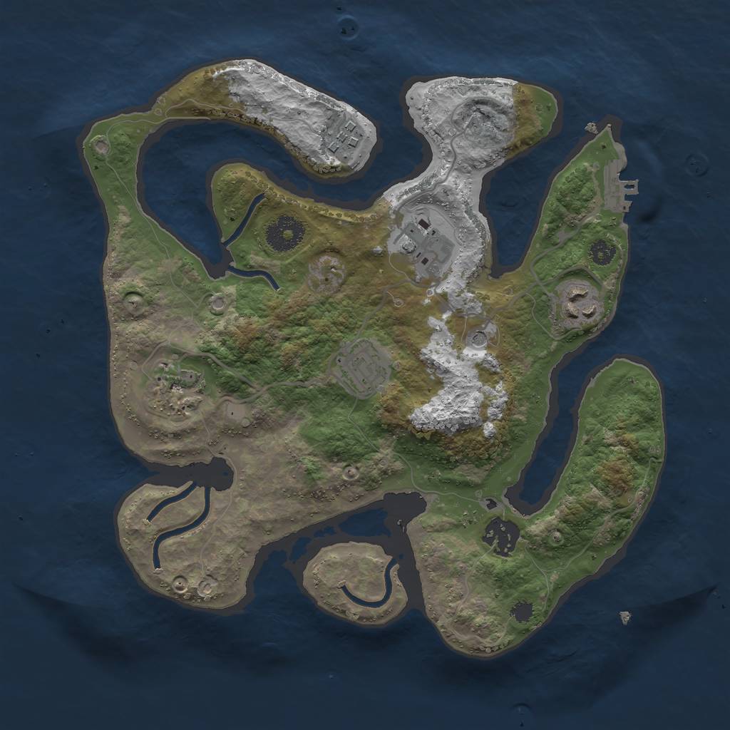 Rust Map: Procedural Map, Size: 3000, Seed: 1128589923, 10 Monuments