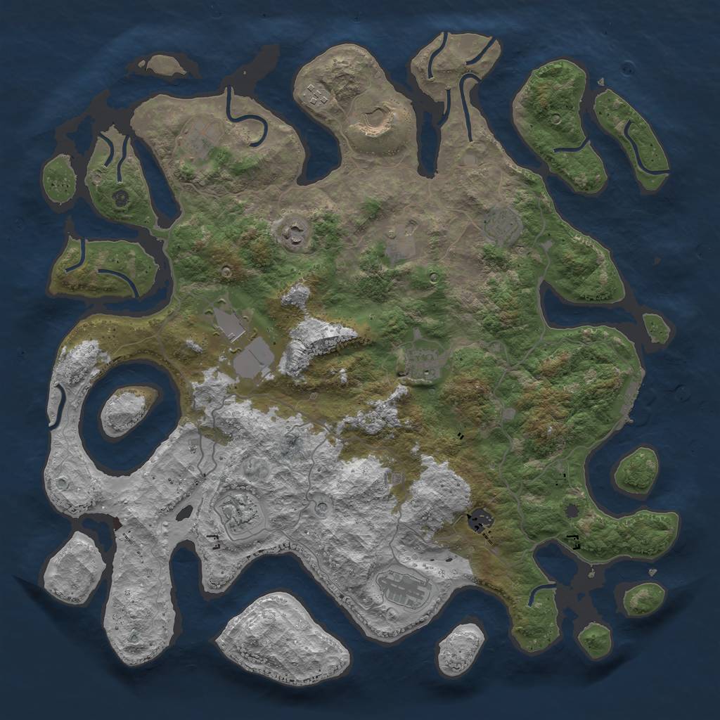 Rust Map: Procedural Map, Size: 4500, Seed: 70000, 15 Monuments