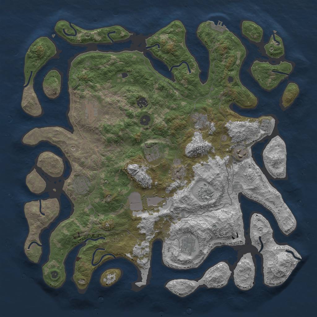 Rust Map: Procedural Map, Size: 4500, Seed: 697438, 14 Monuments