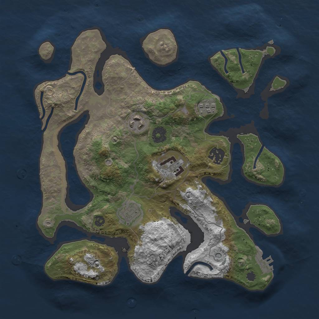 Rust Map: Procedural Map, Size: 3000, Seed: 176548, 9 Monuments