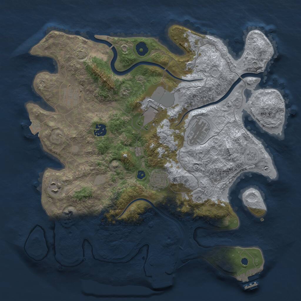 Rust Map: Procedural Map, Size: 3500, Seed: 488049359, 12 Monuments