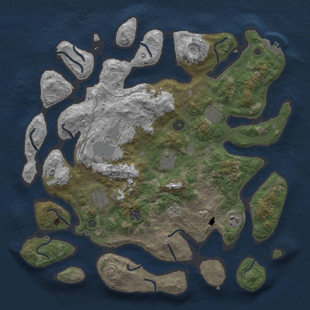 Rust Map: Procedural Map, Size: 4000, Seed: 1554548577, 11 Monuments