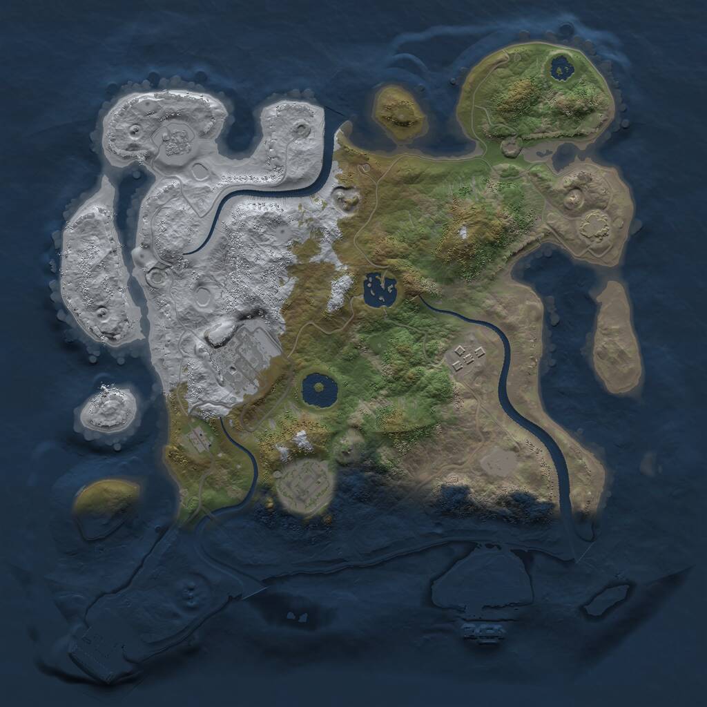Rust Map: Procedural Map, Size: 3000, Seed: 448200387, 9 Monuments