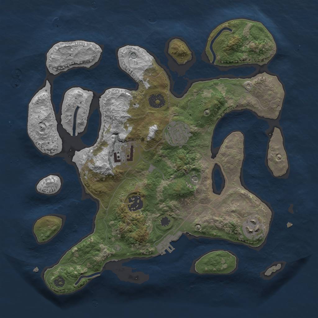 Rust Map: Procedural Map, Size: 3000, Seed: 448200387, 8 Monuments