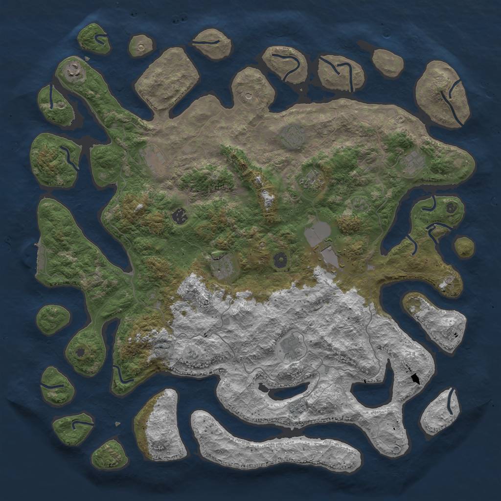 Rust Map: Procedural Map, Size: 5000, Seed: 5543, 14 Monuments