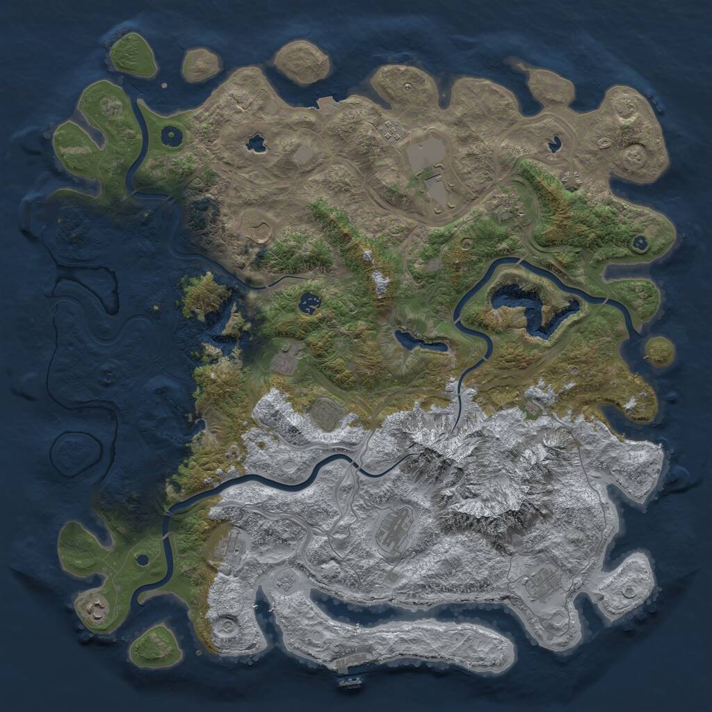 Rust Map: Procedural Map, Size: 5000, Seed: 5543, 17 Monuments