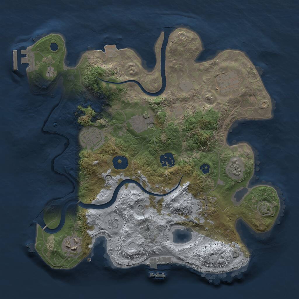Rust Map: Procedural Map, Size: 3000, Seed: 1370053743, 12 Monuments