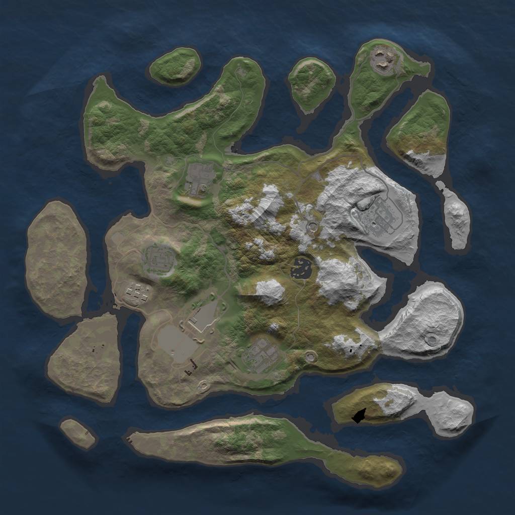 Rust Map: Barren, Size: 3500, Seed: 6967977, 11 Monuments
