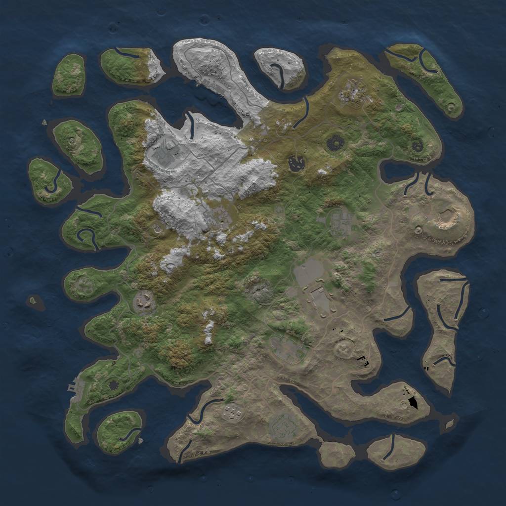 Rust Map: Procedural Map, Size: 4500, Seed: 1251439643, 16 Monuments