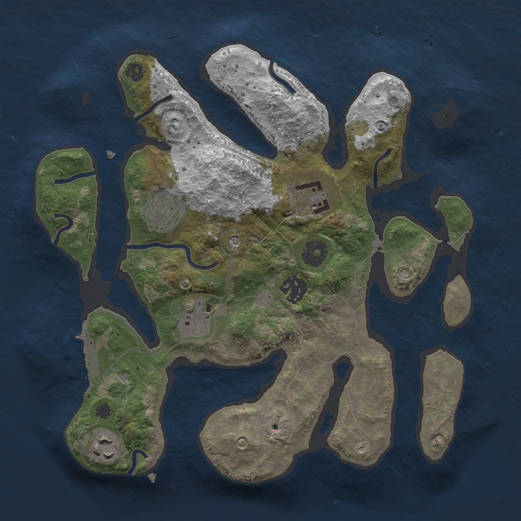 Rust Map: Procedural Map, Size: 3000, Seed: 124862, 9 Monuments