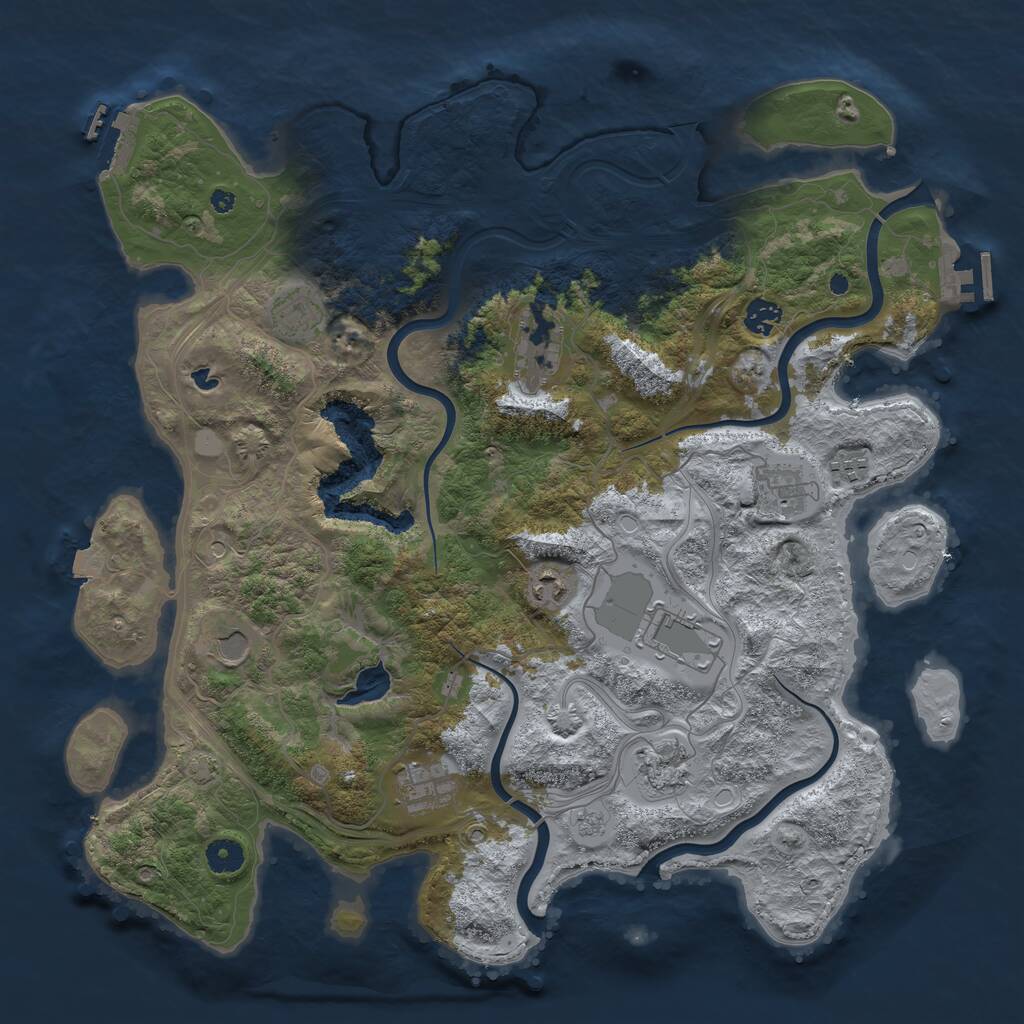 Rust Map: Procedural Map, Size: 4250, Seed: 652096720, 16 Monuments