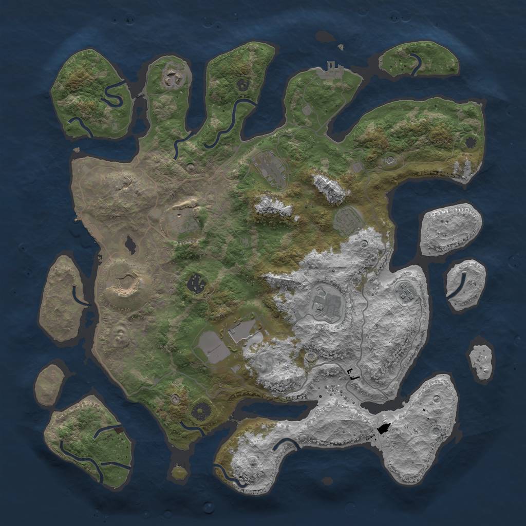 Rust Map: Procedural Map, Size: 4250, Seed: 652096720, 14 Monuments