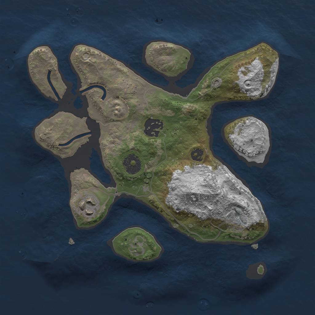 Rust Map: Procedural Map, Size: 2500, Seed: 1507251828, 4 Monuments