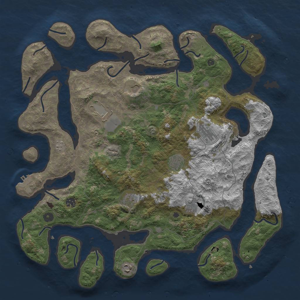 Rust Map: Procedural Map, Size: 4500, Seed: 929091592, 13 Monuments