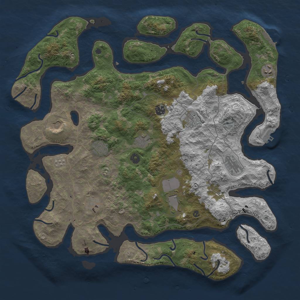 Rust Map: Procedural Map, Size: 4500, Seed: 201025509, 15 Monuments