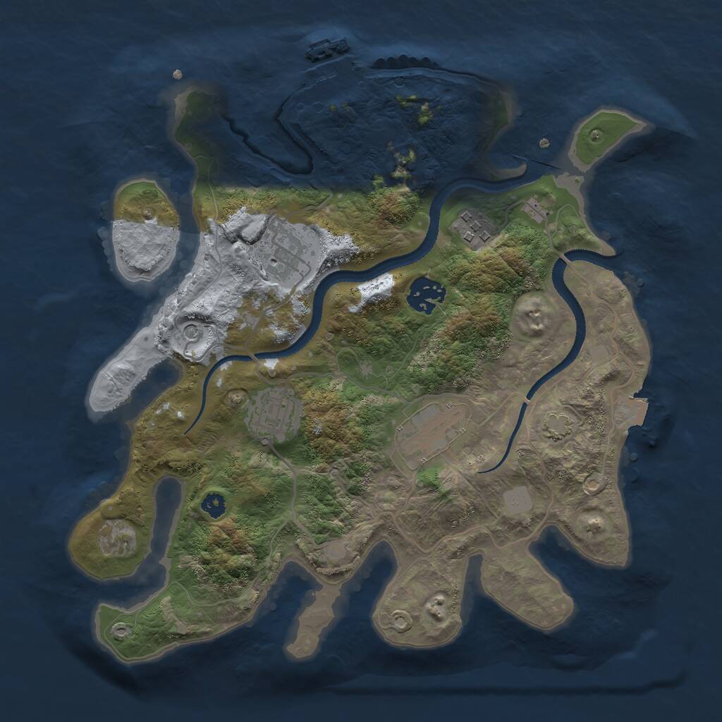 Rust Map: Procedural Map, Size: 3000, Seed: 211291167, 9 Monuments