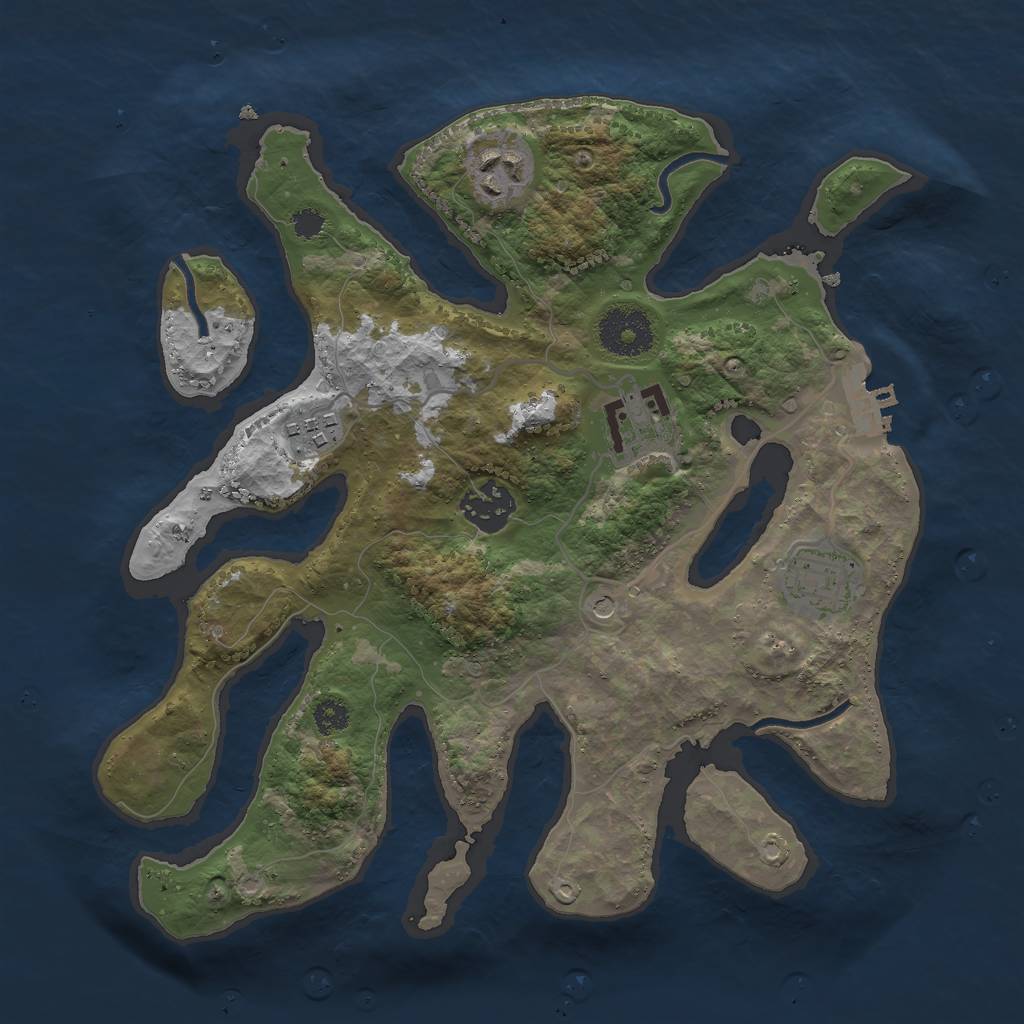 Rust Map: Procedural Map, Size: 3000, Seed: 211291167, 9 Monuments