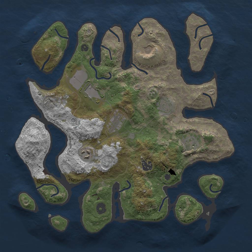 Rust Map: Procedural Map, Size: 3500, Seed: 76642325, 10 Monuments