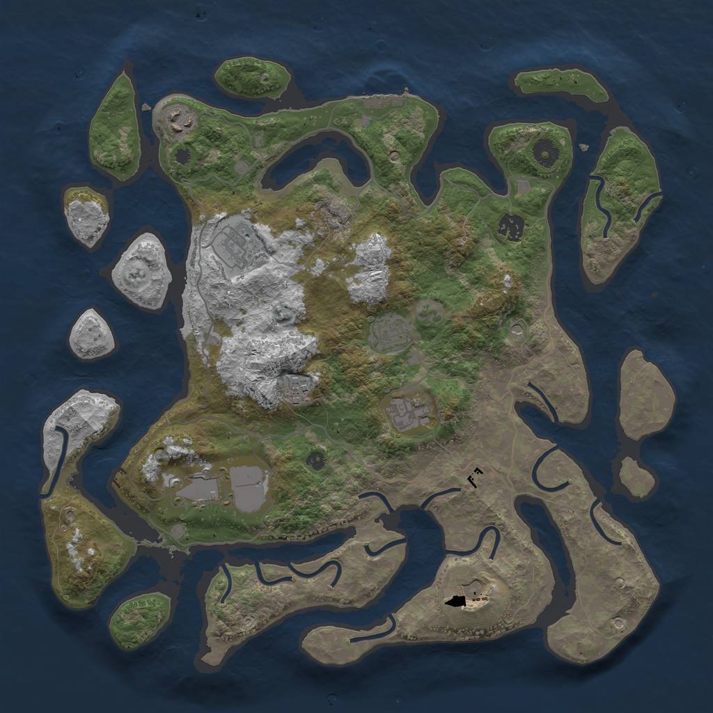 Rust Map: Procedural Map, Size: 4000, Seed: 852369, 12 Monuments