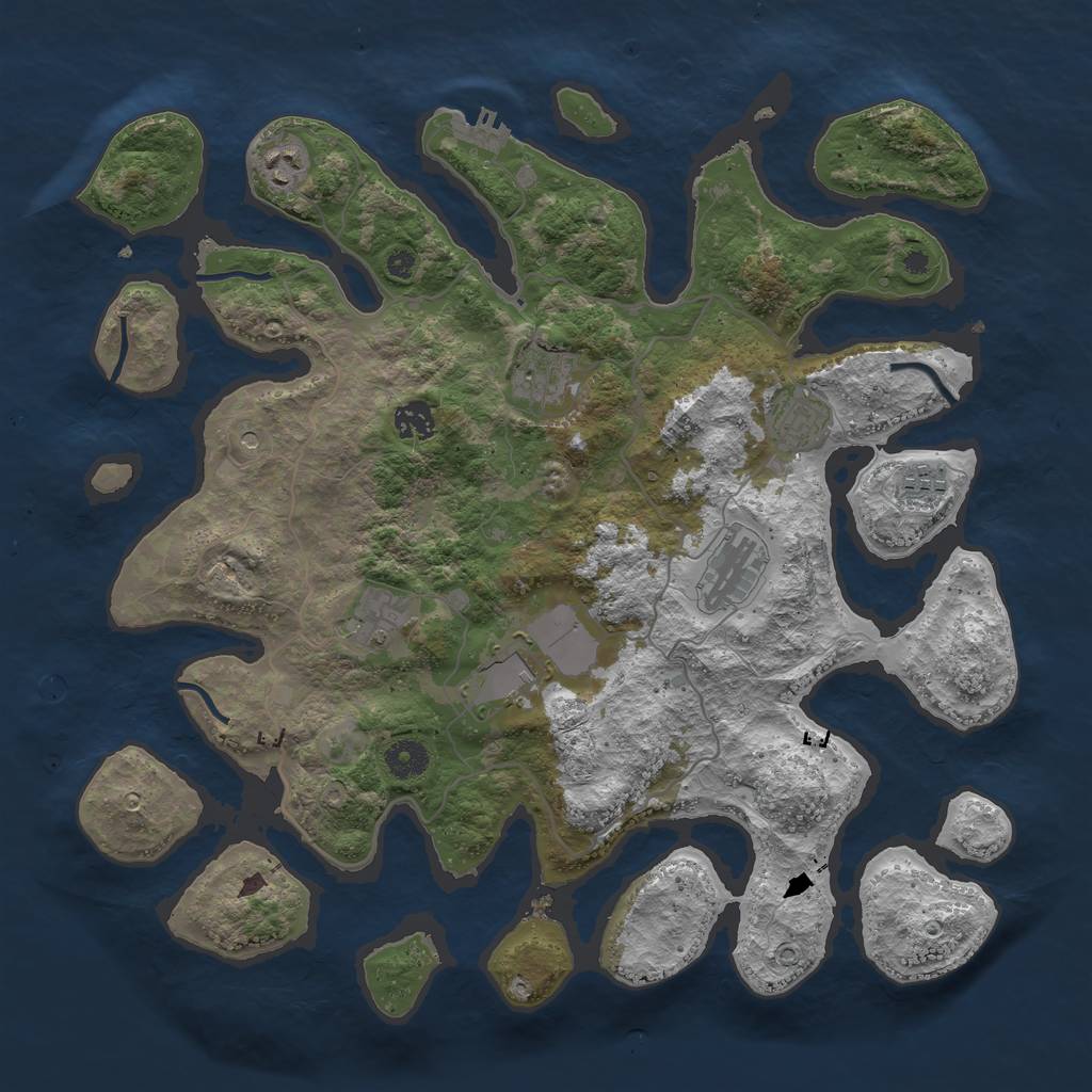 Rust Map: Procedural Map, Size: 4000, Seed: 56140627, 12 Monuments