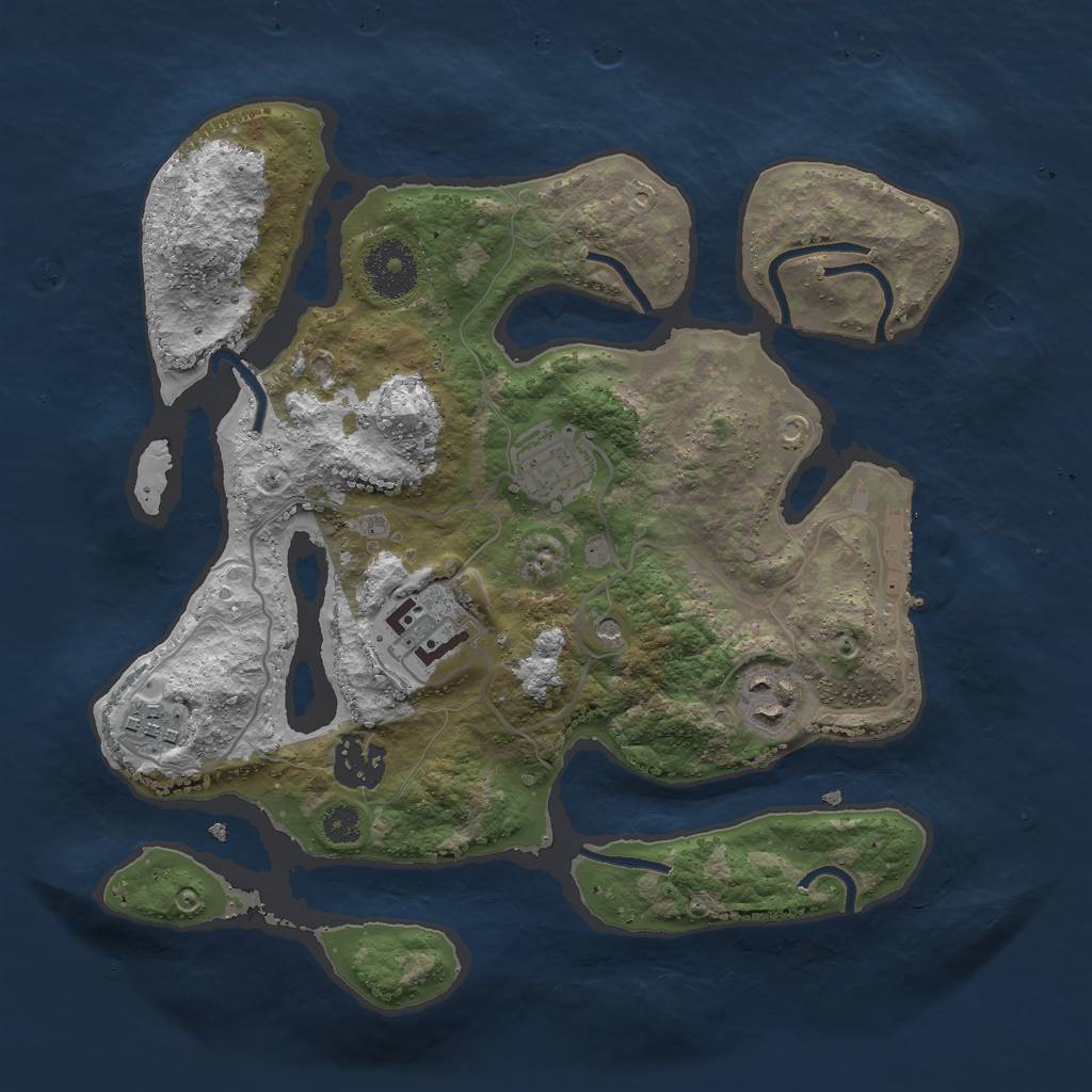 Rust Map: Procedural Map, Size: 3000, Seed: 1074026694, 9 Monuments