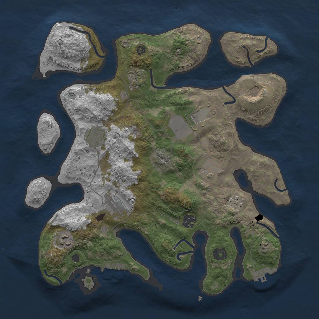 Rust Map: Procedural Map, Size: 3500, Seed: 681827224, 14 Monuments