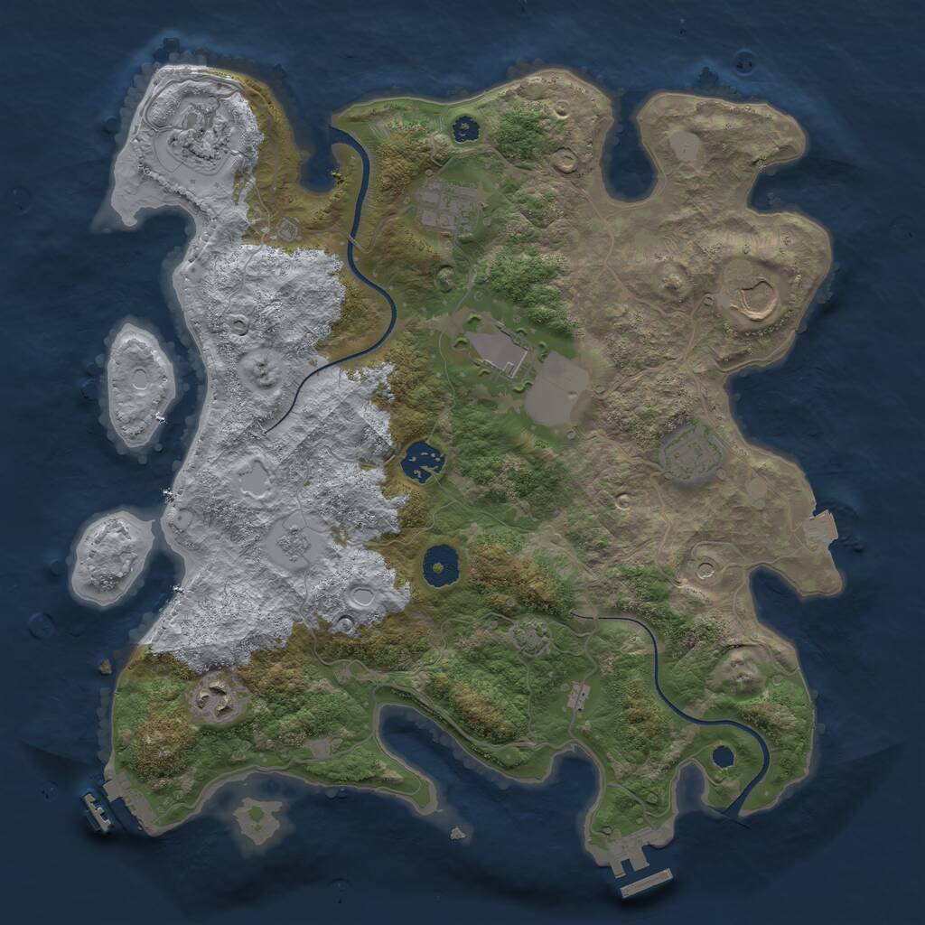 Rust Map: Procedural Map, Size: 3500, Seed: 681827224, 13 Monuments