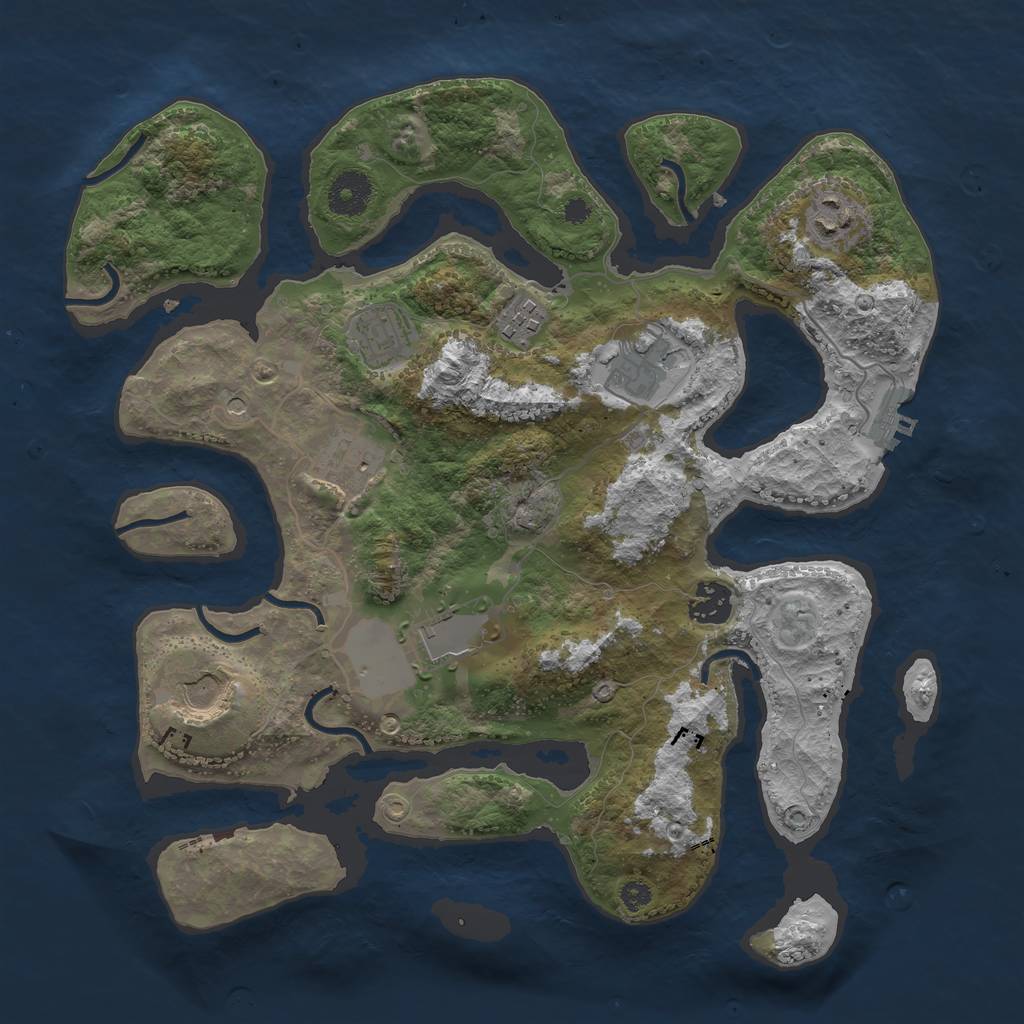 Rust Map: Procedural Map, Size: 3500, Seed: 404734, 12 Monuments