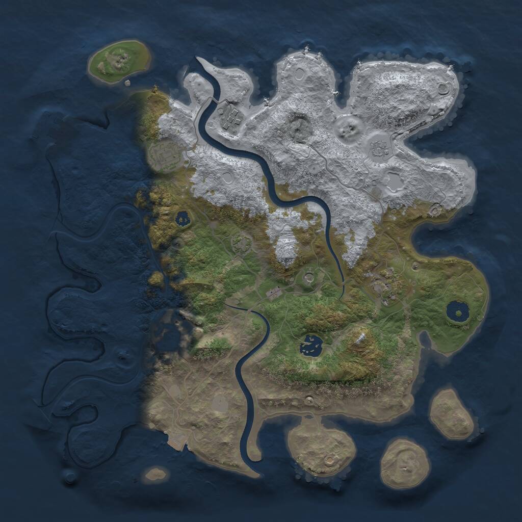 Rust Map: Procedural Map, Size: 3500, Seed: 800282, 10 Monuments