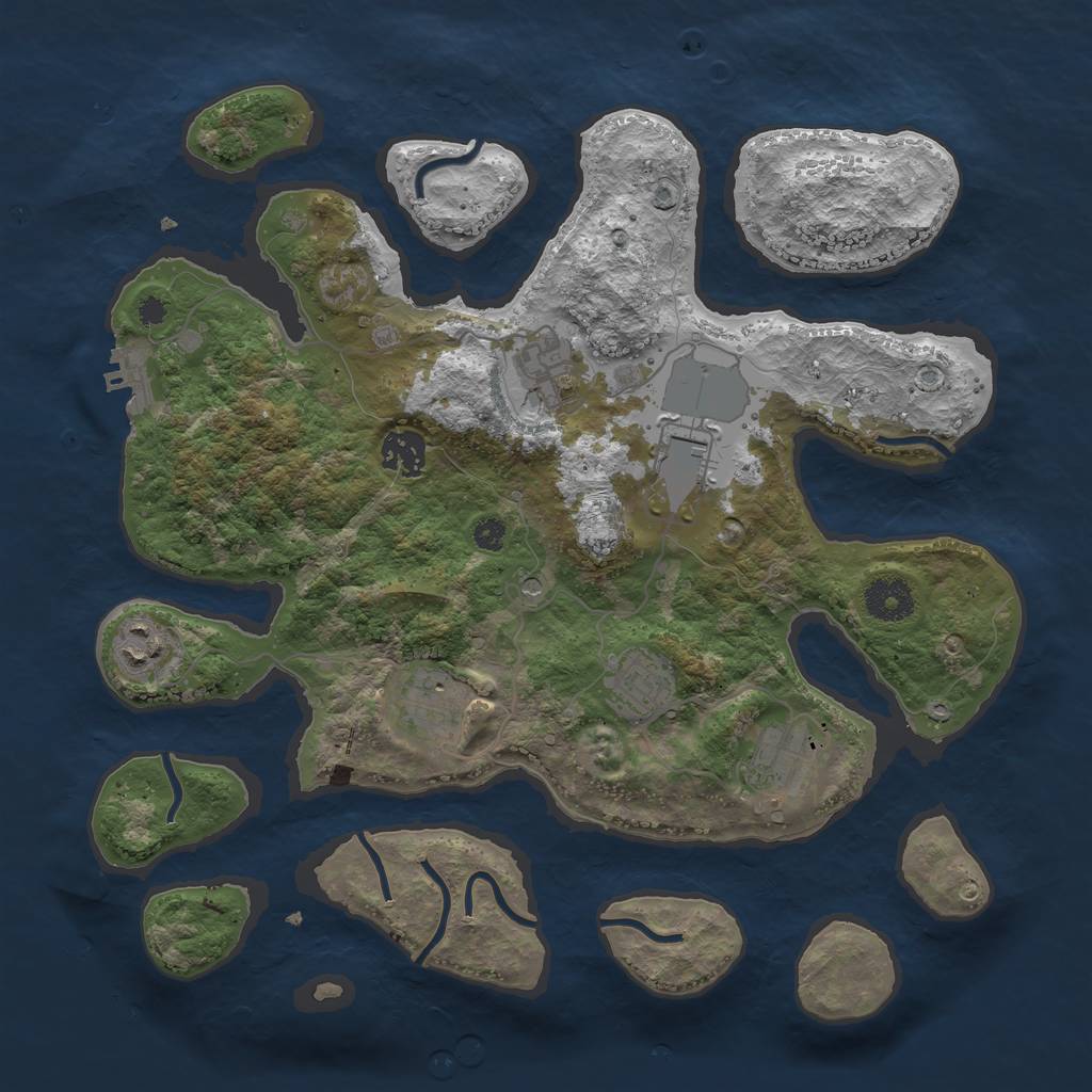 Rust Map: Procedural Map, Size: 3500, Seed: 800282, 11 Monuments