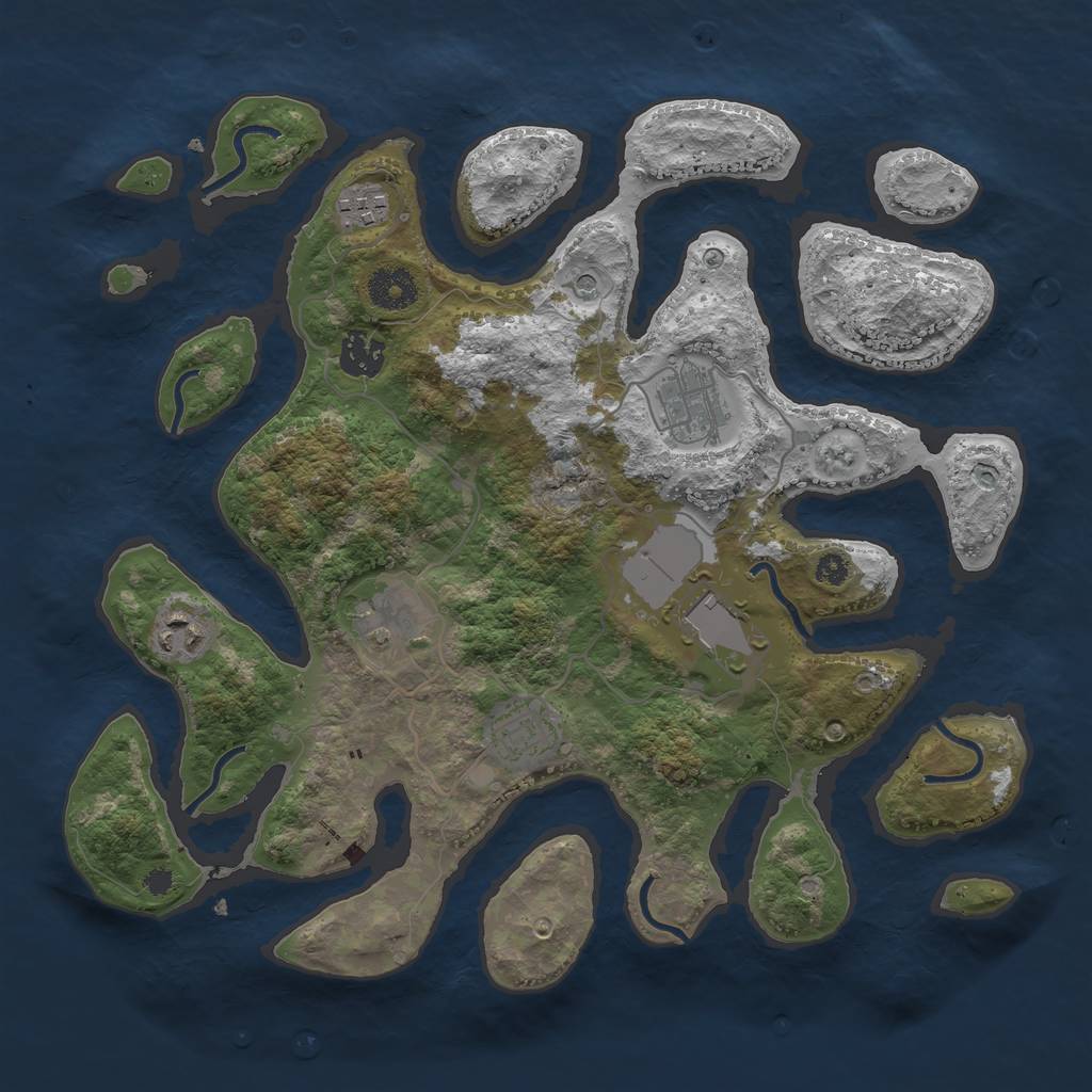 Rust Map: Procedural Map, Size: 3500, Seed: 336173, 10 Monuments