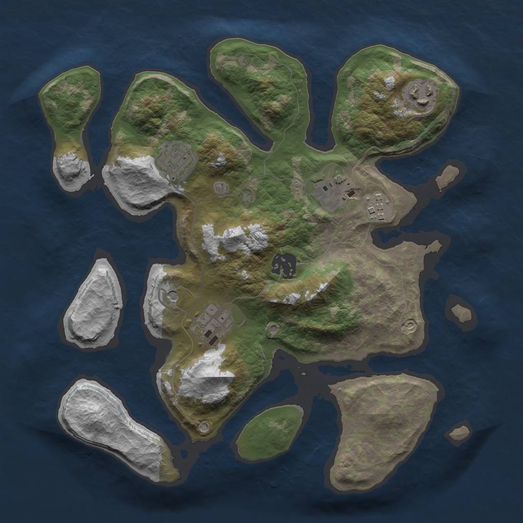 Rust Map: Barren, Size: 3000, Seed: 1785, 9 Monuments