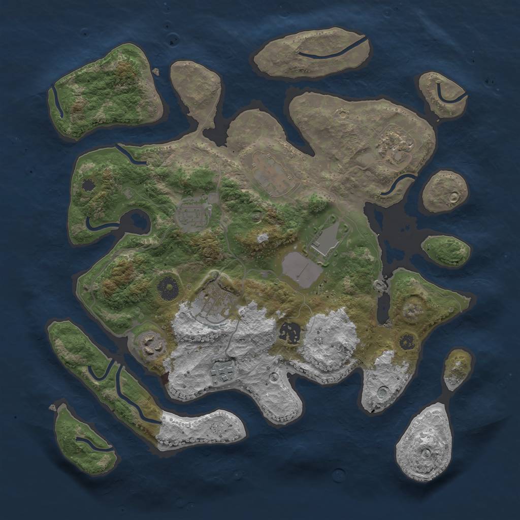 Rust Map: Procedural Map, Size: 3500, Seed: 168998, 10 Monuments