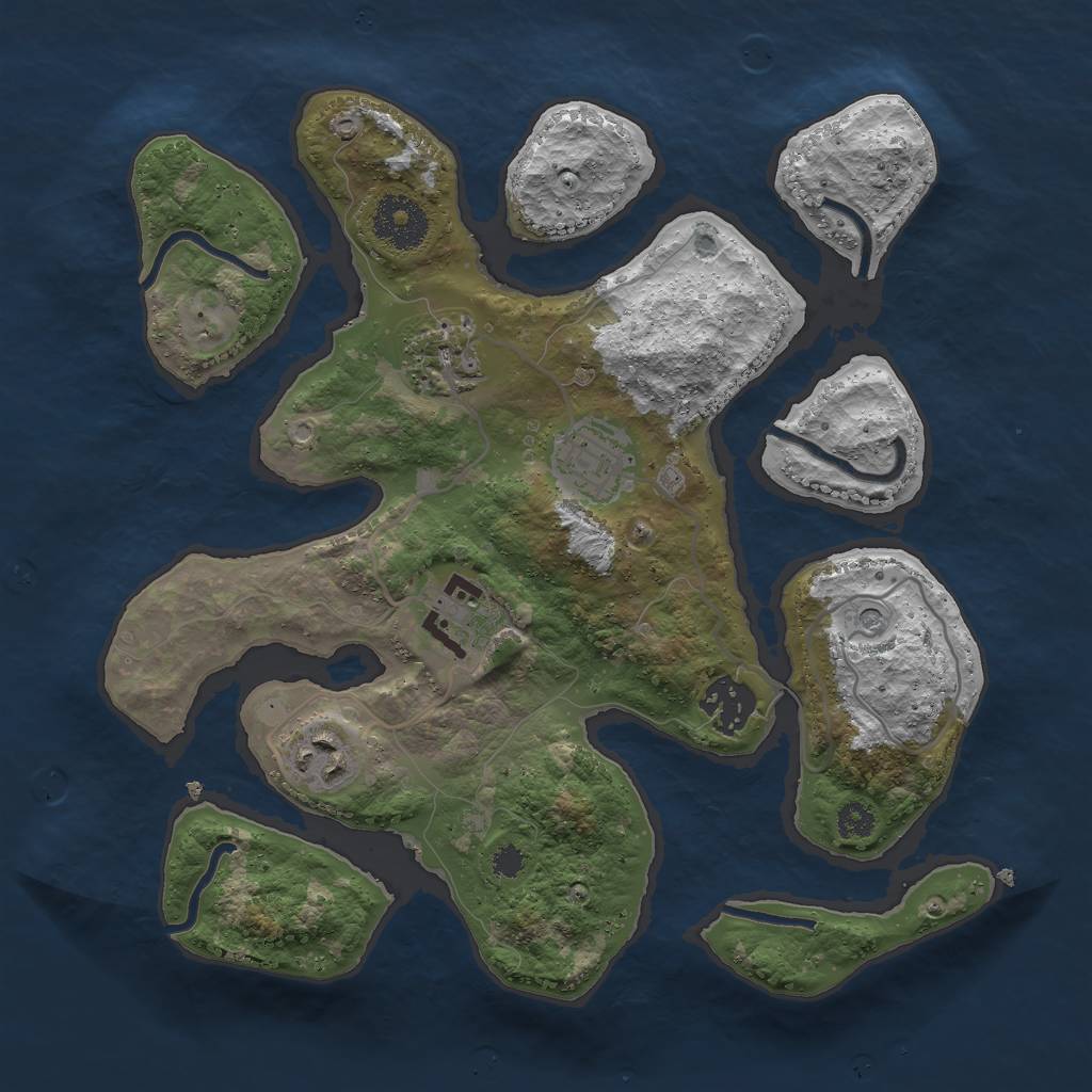 Rust Map: Procedural Map, Size: 3000, Seed: 943918725, 8 Monuments