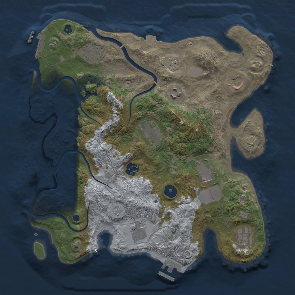 Rust Map: Procedural Map, Size: 3500, Seed: 596759309, 15 Monuments