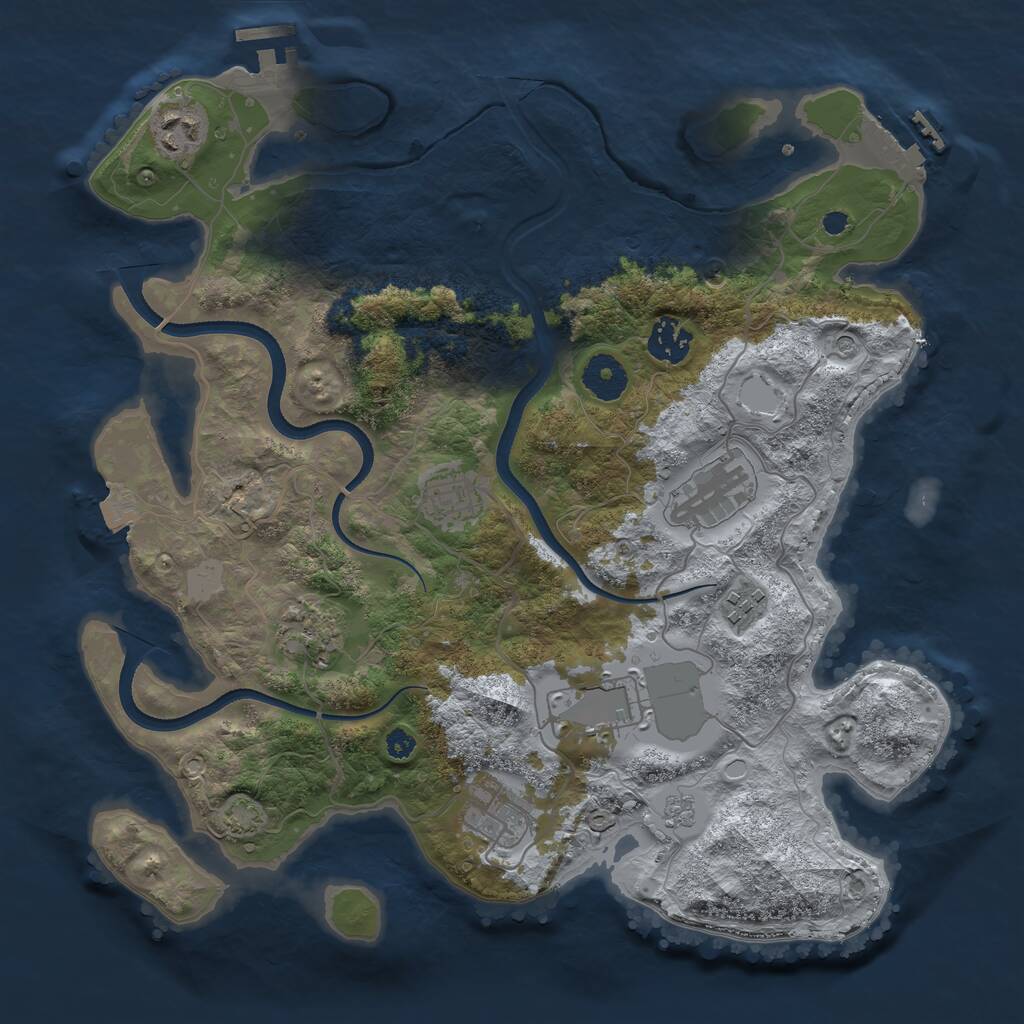 Rust Map: Procedural Map, Size: 3500, Seed: 585981, 14 Monuments