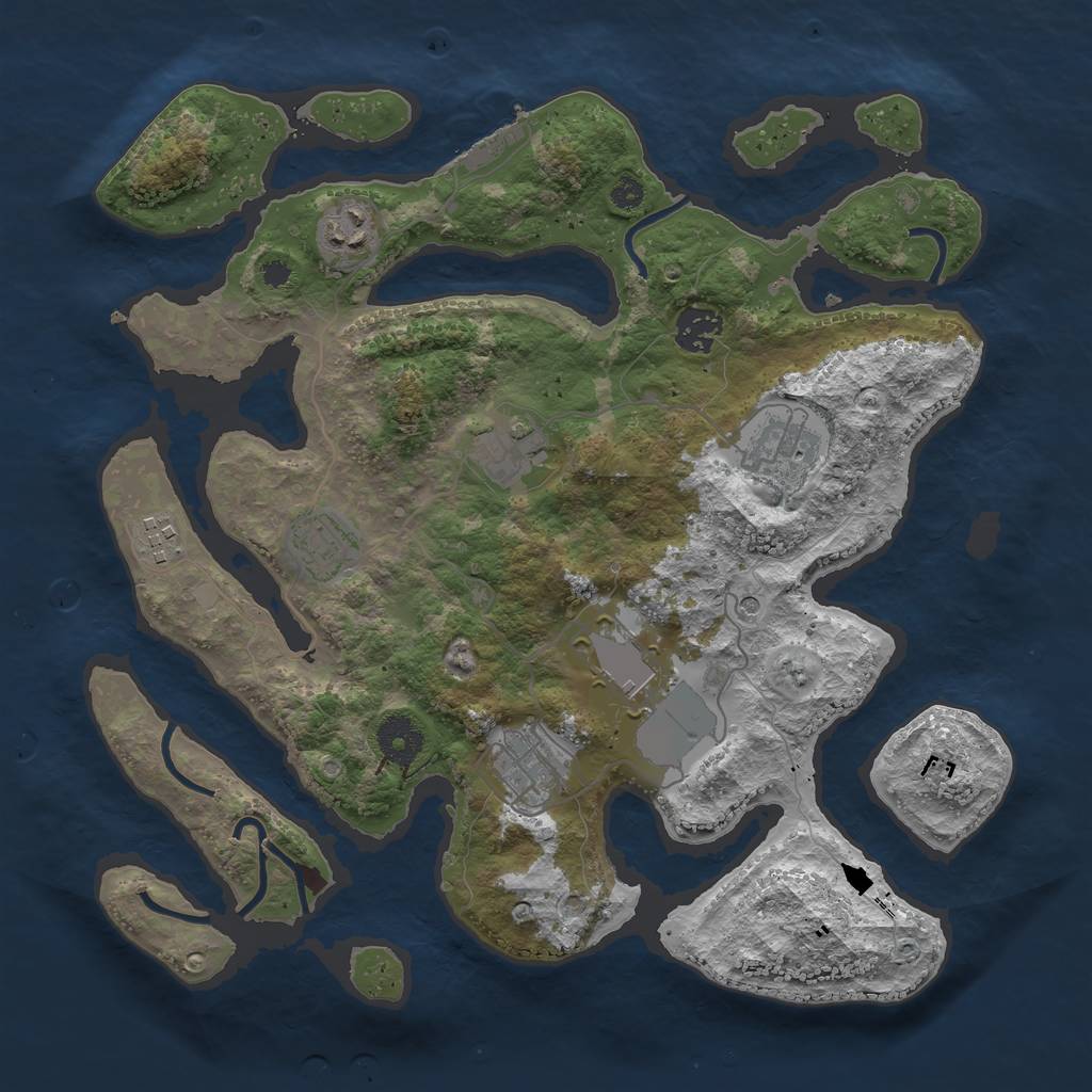 Rust Map: Procedural Map, Size: 3500, Seed: 585981, 12 Monuments