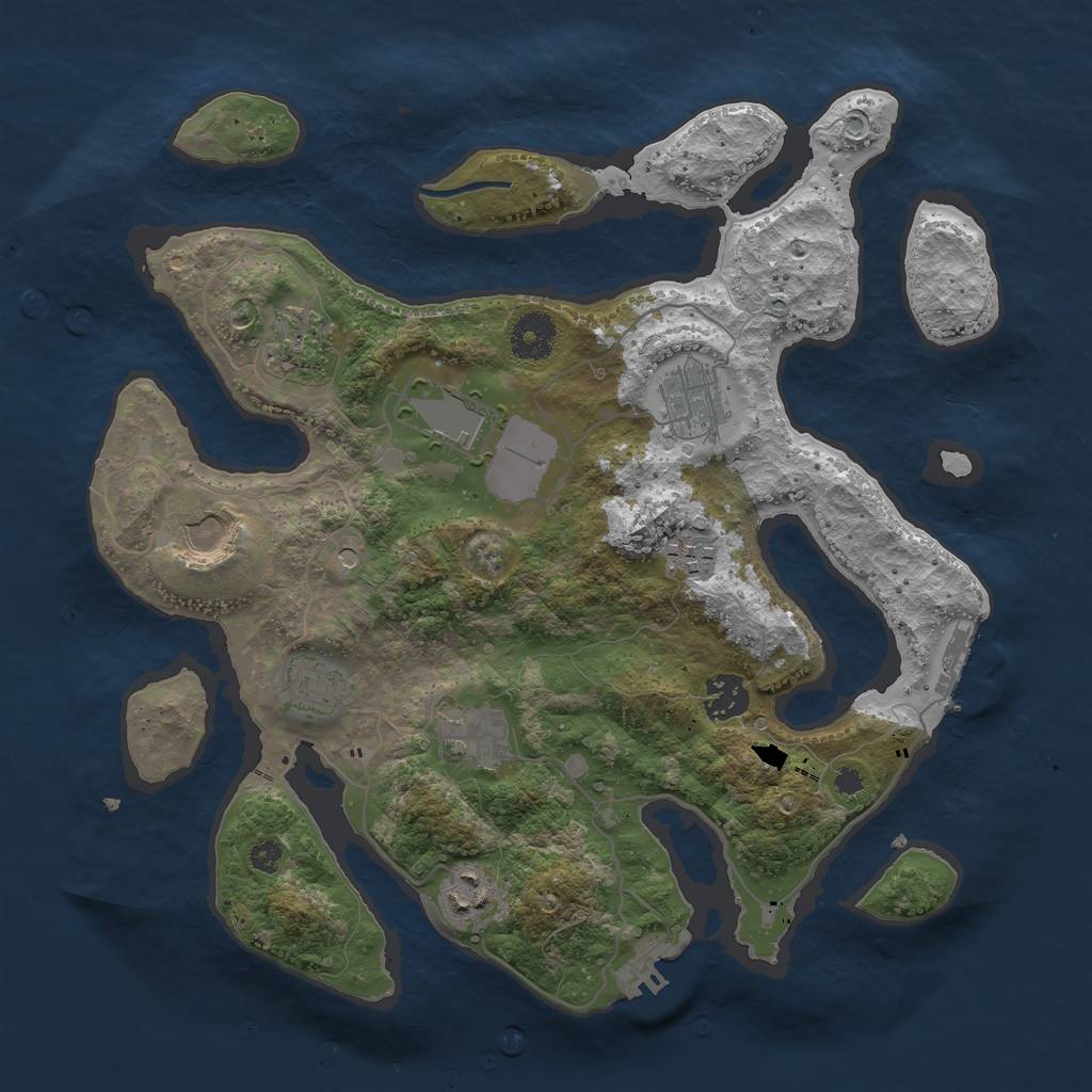 Rust Map: Procedural Map, Size: 3500, Seed: 941029, 14 Monuments