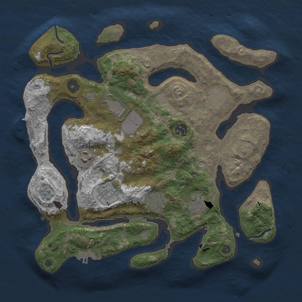 Rust Map: Procedural Map, Size: 3500, Seed: 988788, 13 Monuments