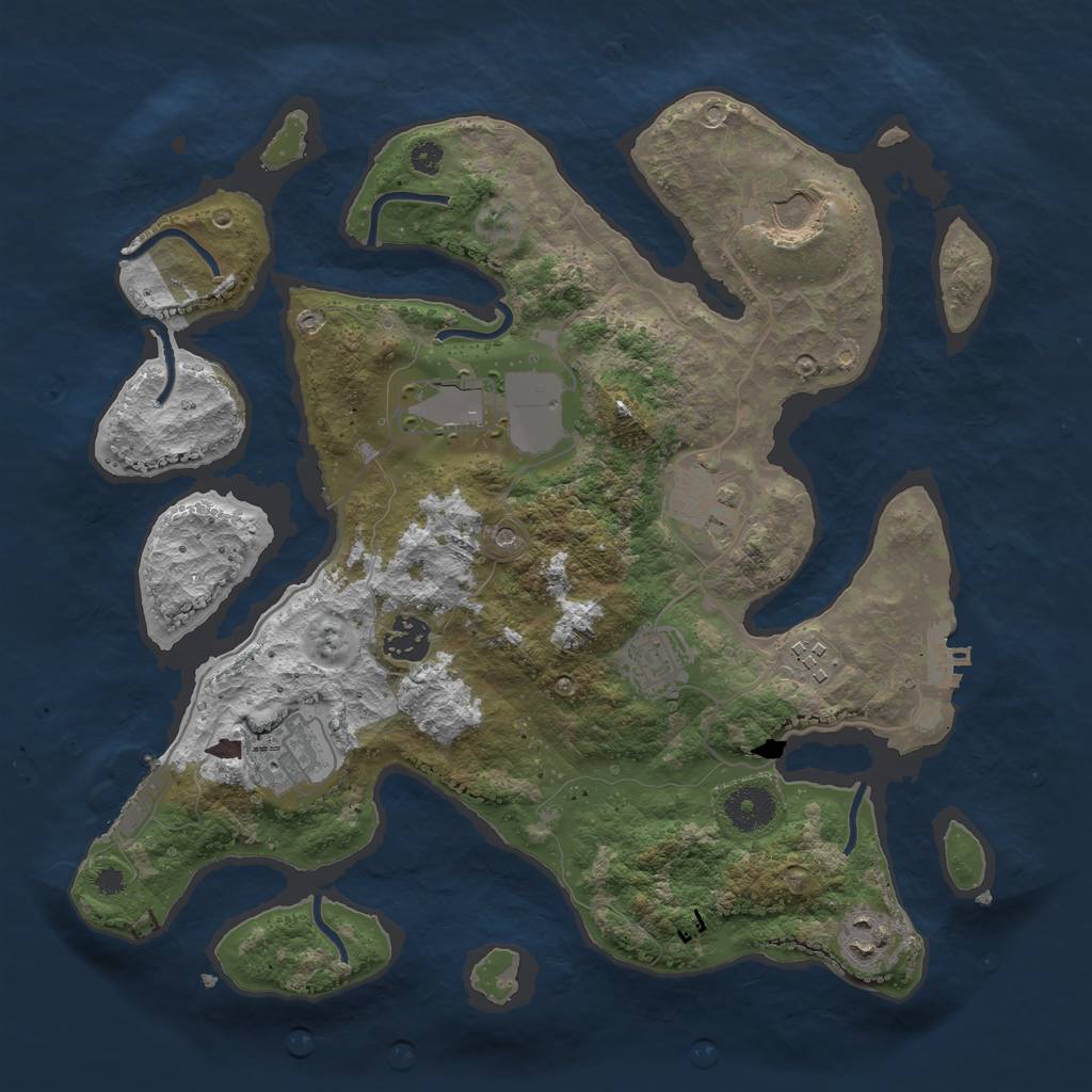 Rust Map: Procedural Map, Size: 3500, Seed: 765946, 13 Monuments