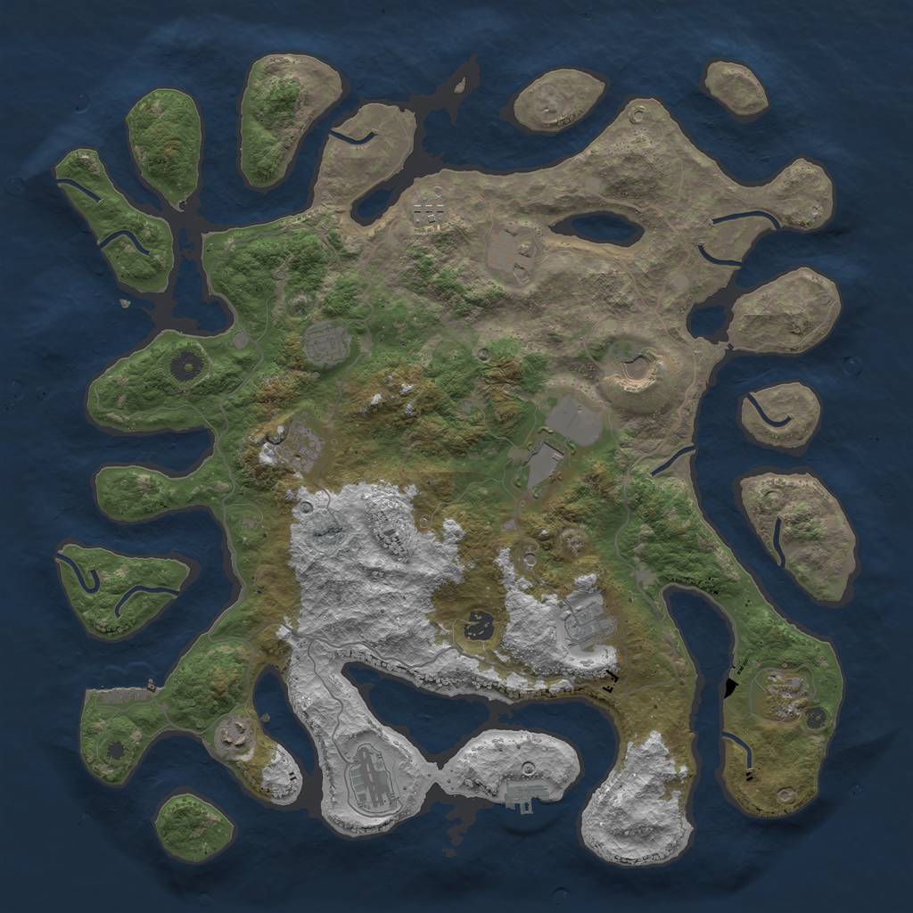 Rust Map: Procedural Map, Size: 4500, Seed: 1157347357, 16 Monuments