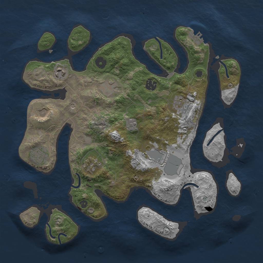 Rust Map: Procedural Map, Size: 3500, Seed: 1682916406, 13 Monuments