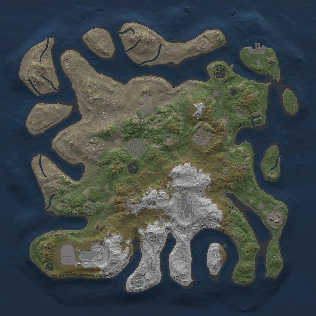 Rust Map: Procedural Map, Size: 4000, Seed: 8500, 13 Monuments