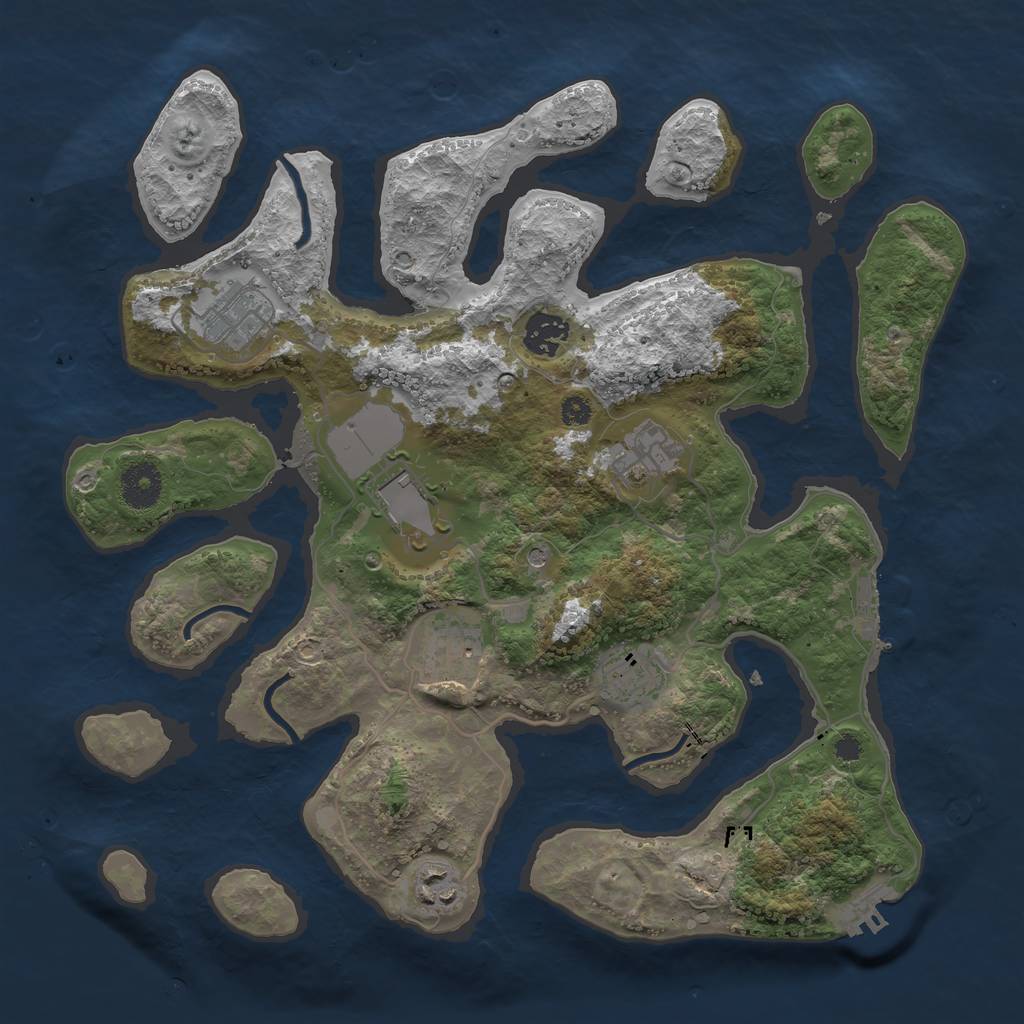 Rust Map: Procedural Map, Size: 3500, Seed: 753132, 12 Monuments