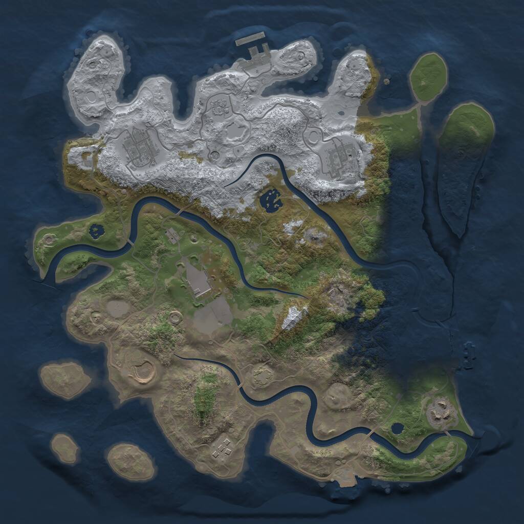 Rust Map: Procedural Map, Size: 3500, Seed: 753132, 13 Monuments
