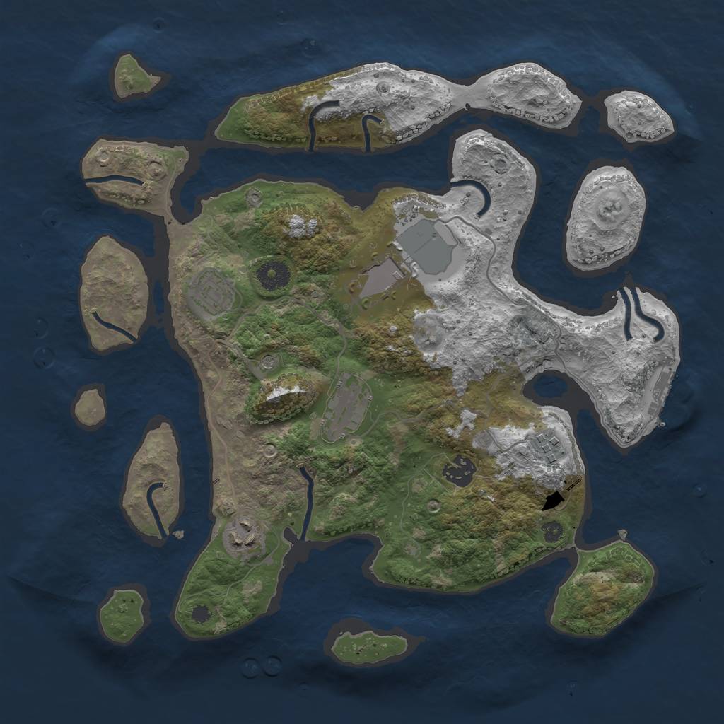 Rust Map: Procedural Map, Size: 3500, Seed: 171472, 10 Monuments