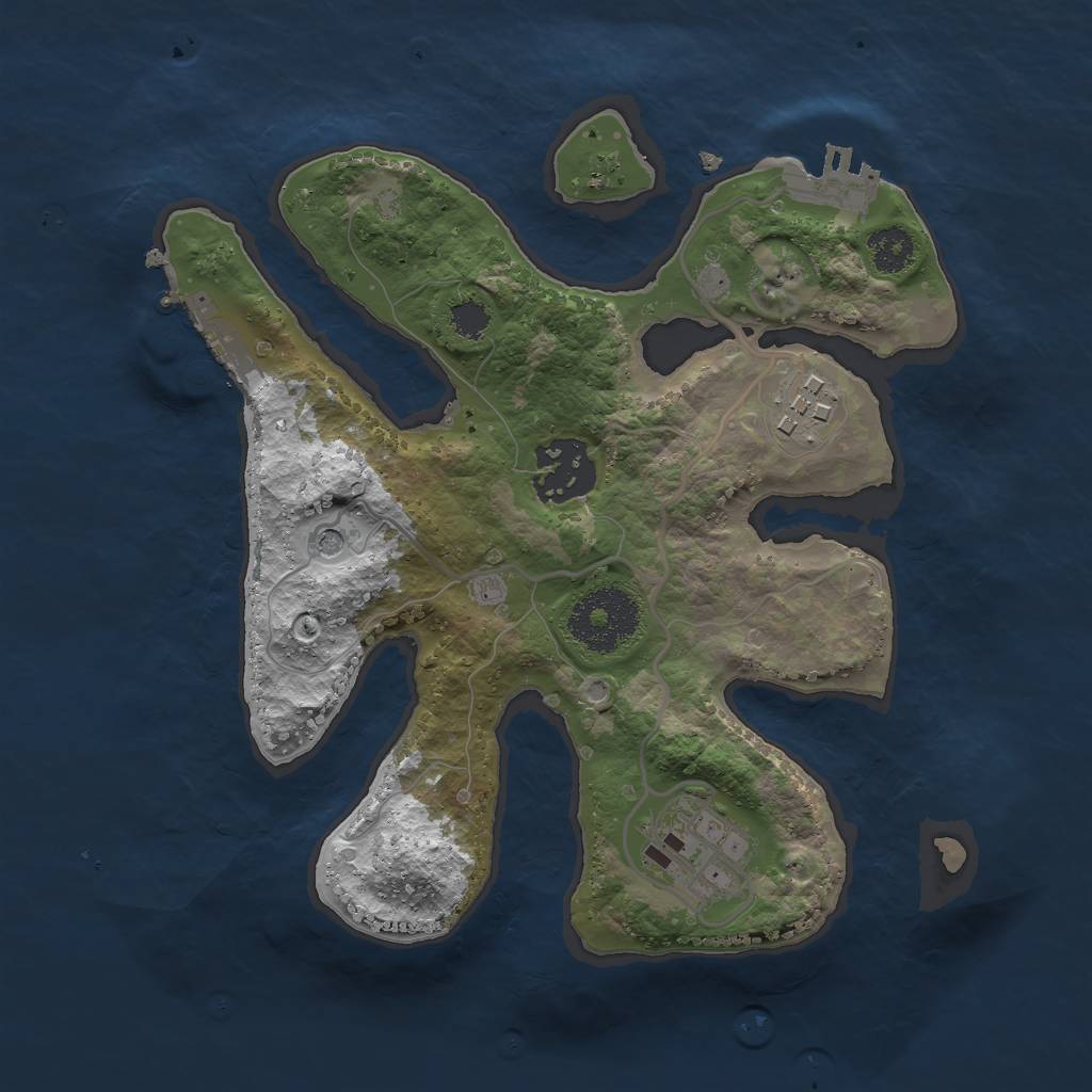 Rust Map: Procedural Map, Size: 2500, Seed: 455162, 8 Monuments